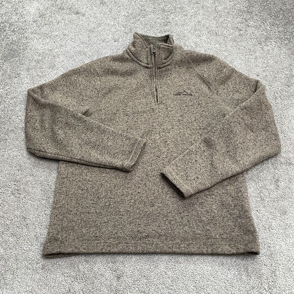 Eddie Bauer 1/4 Zip Fleece Jacket Sweater Mens Medium Brown Outdoor Hiking Trek - Picture 1 of 12